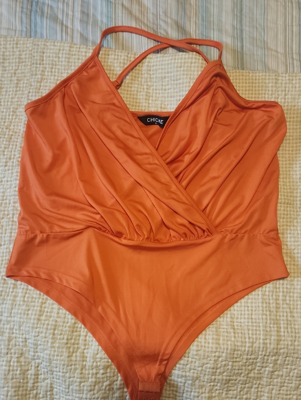chic Orange Wrap-Front Kids One-Piece Bodysuit